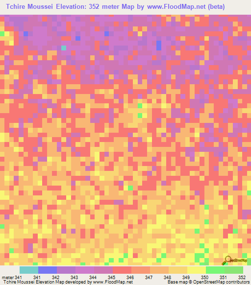 Tchire Moussei,Chad Elevation Map