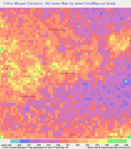 Tchire Mousei,Chad Elevation Map