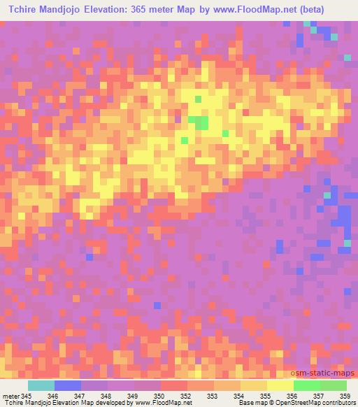 Tchire Mandjojo,Chad Elevation Map