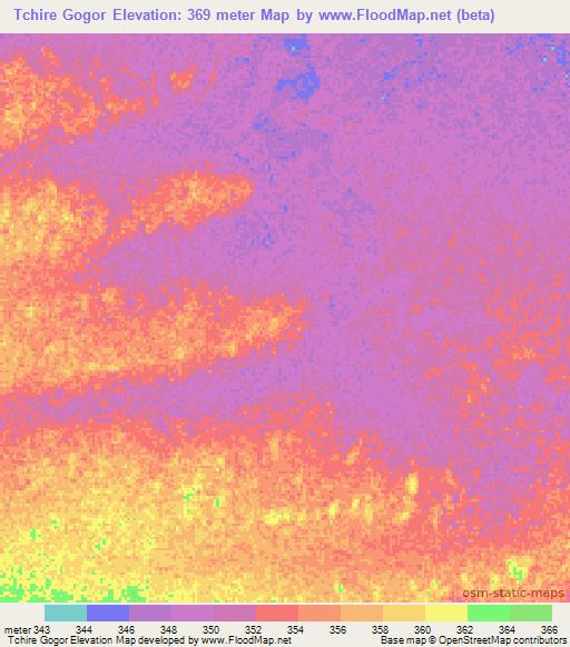Tchire Gogor,Chad Elevation Map