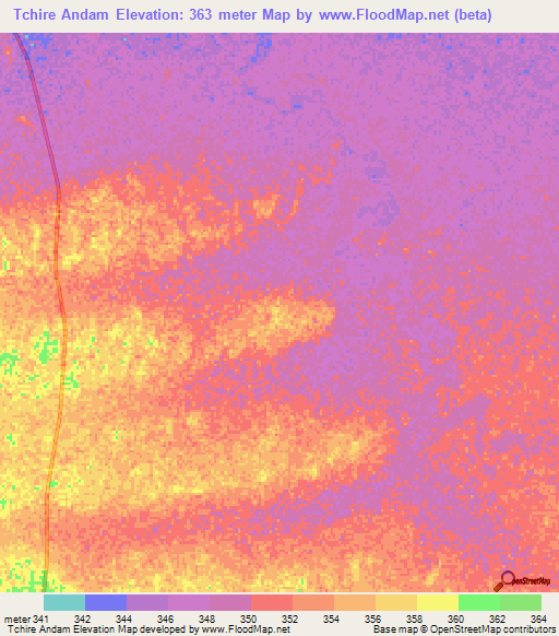 Tchire Andam,Chad Elevation Map