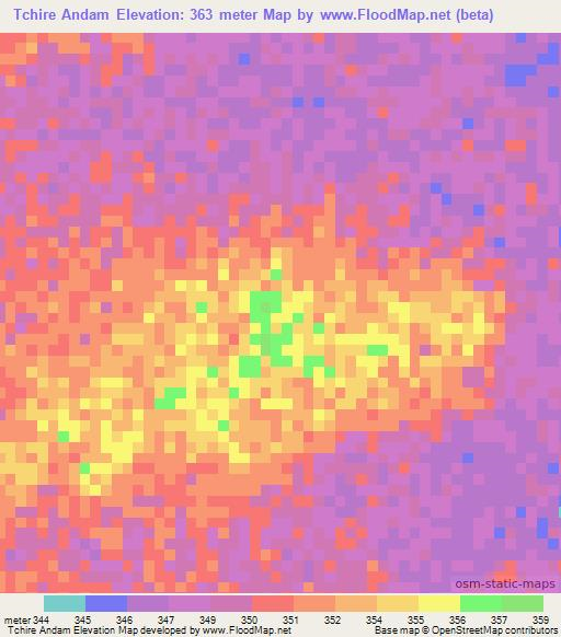 Tchire Andam,Chad Elevation Map