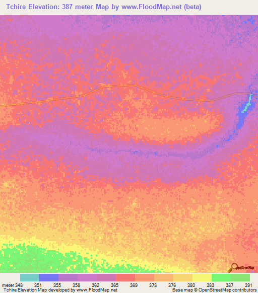 Tchire,Chad Elevation Map