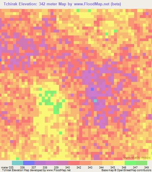 Tchirak,Chad Elevation Map