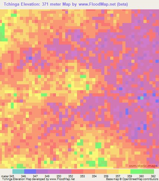Tchinga,Chad Elevation Map