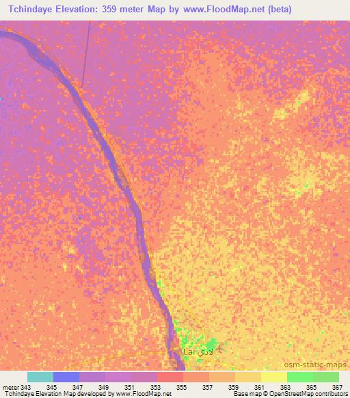 Tchindaye,Chad Elevation Map