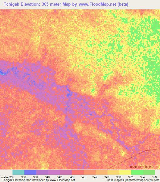 Tchigak,Chad Elevation Map