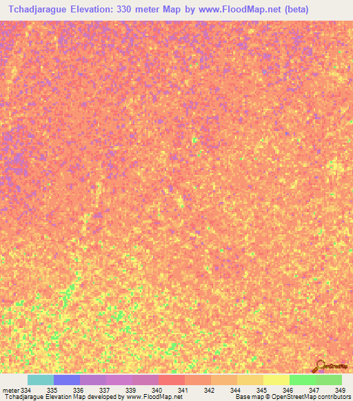 Tchadjarague,Chad Elevation Map