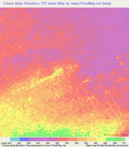 Tchere Ayba,Chad Elevation Map