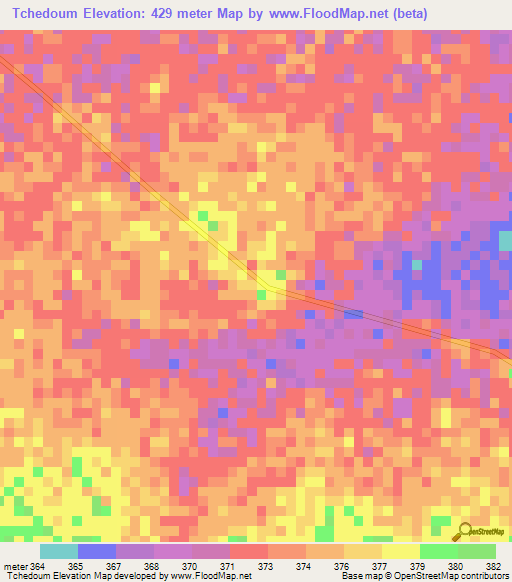 Tchedoum,Chad Elevation Map