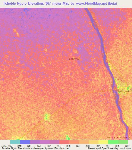 Tcheble Ngolo,Chad Elevation Map