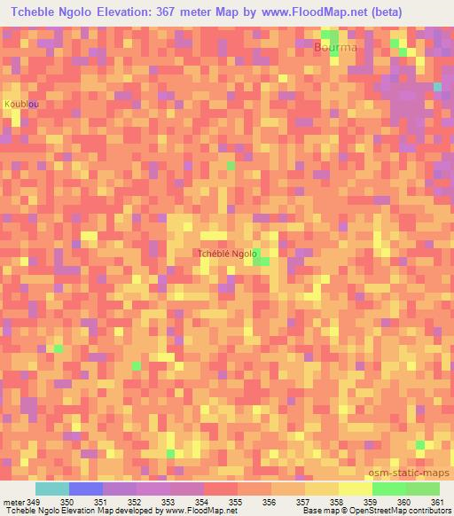 Tcheble Ngolo,Chad Elevation Map