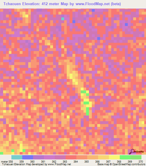 Tchaouen,Chad Elevation Map