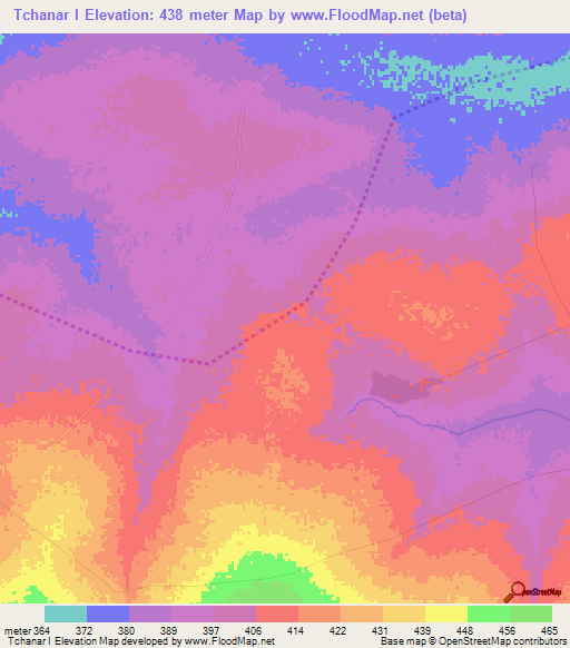 Tchanar I,Chad Elevation Map