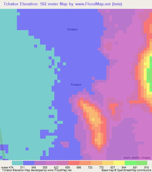 Tchakor,Chad Elevation Map