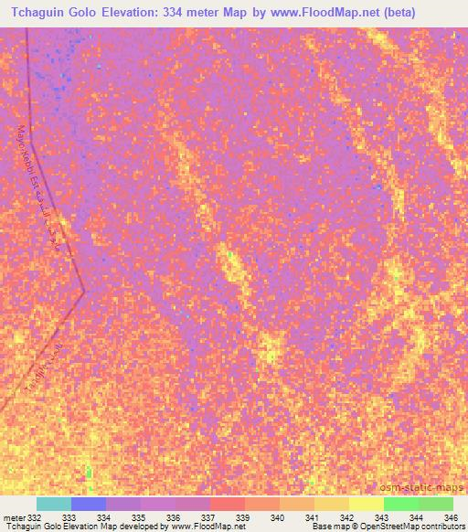 Tchaguin Golo,Chad Elevation Map