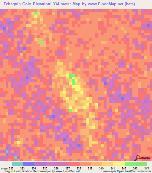 Tchaguin Golo,Chad Elevation Map