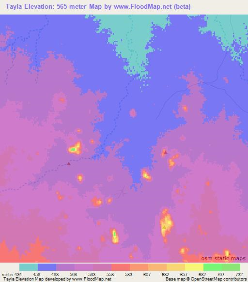 Tayia,Chad Elevation Map