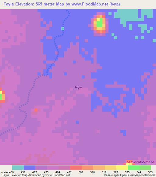 Tayia,Chad Elevation Map