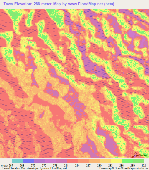 Tawa,Chad Elevation Map