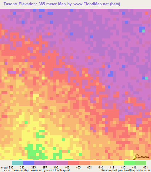 Tasono,Chad Elevation Map