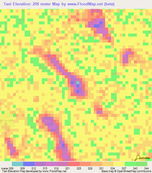 Tasi,Chad Elevation Map
