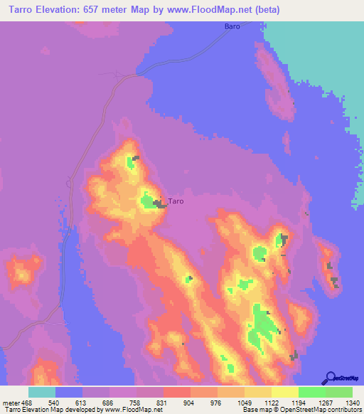 Tarro,Chad Elevation Map