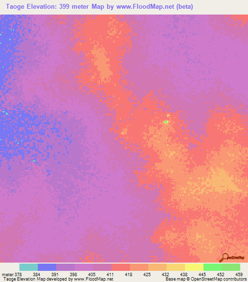 Taoge,Chad Elevation Map