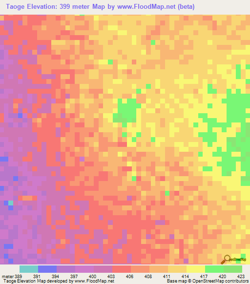 Taoge,Chad Elevation Map