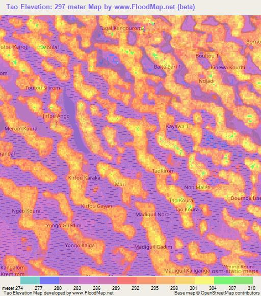 Tao,Chad Elevation Map