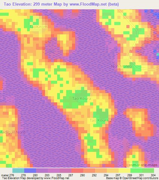 Tao,Chad Elevation Map