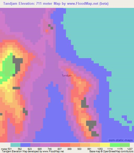 Tandjam,Chad Elevation Map