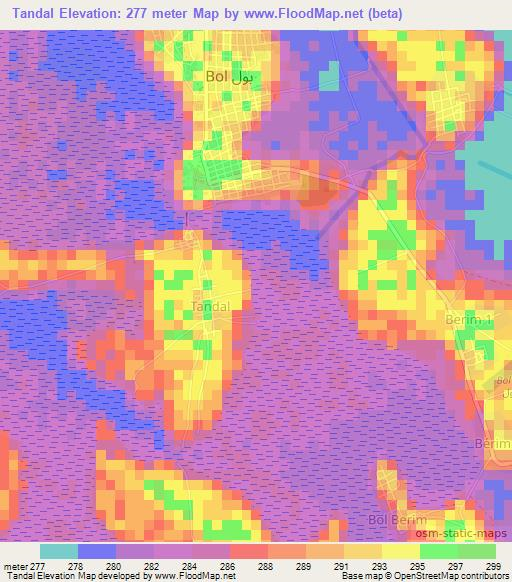 Tandal,Chad Elevation Map