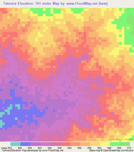Talmera,Chad Elevation Map