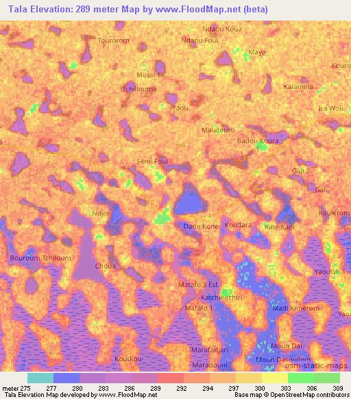 Tala,Chad Elevation Map