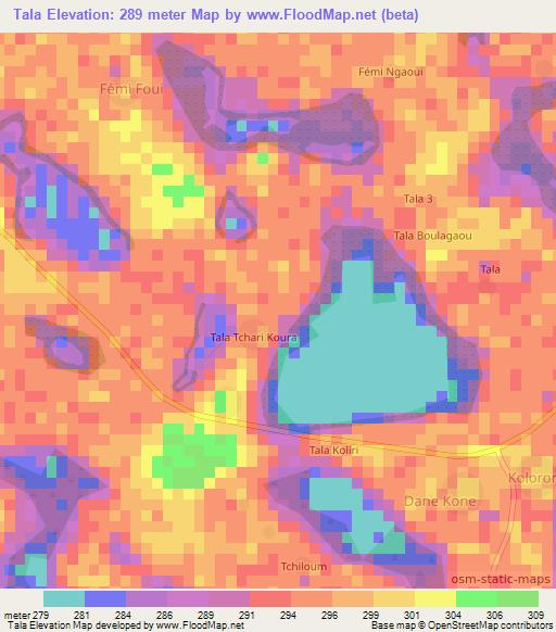 Tala,Chad Elevation Map