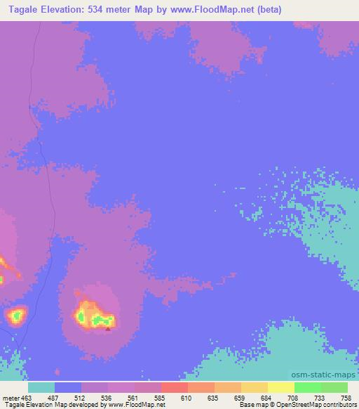 Tagale,Chad Elevation Map