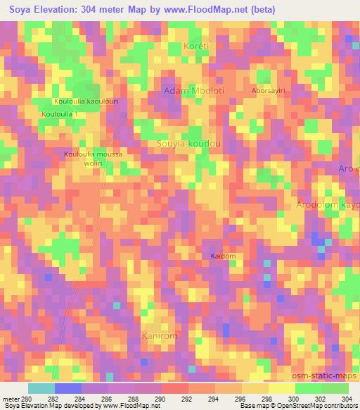 Soya,Chad Elevation Map