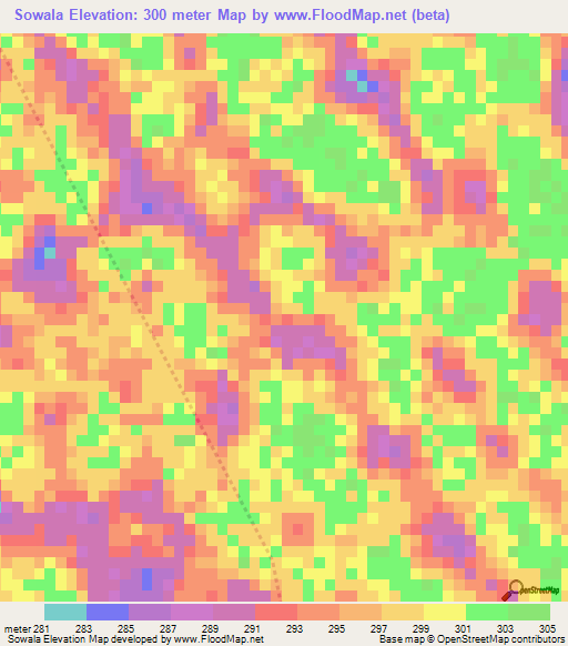 Sowala,Chad Elevation Map