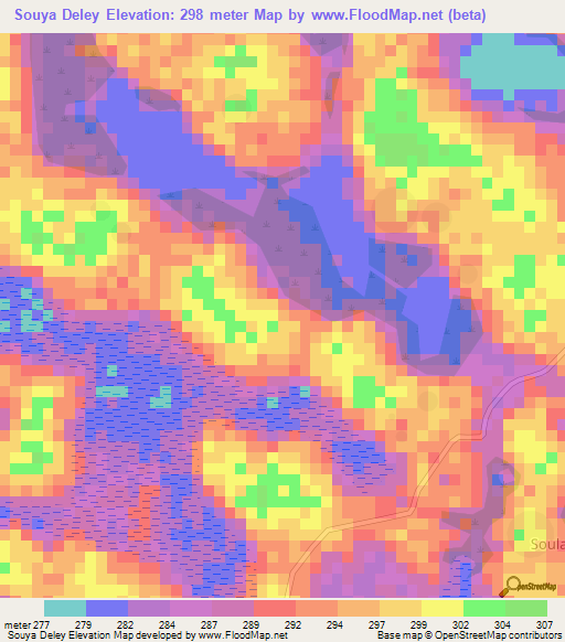 Souya Deley,Chad Elevation Map