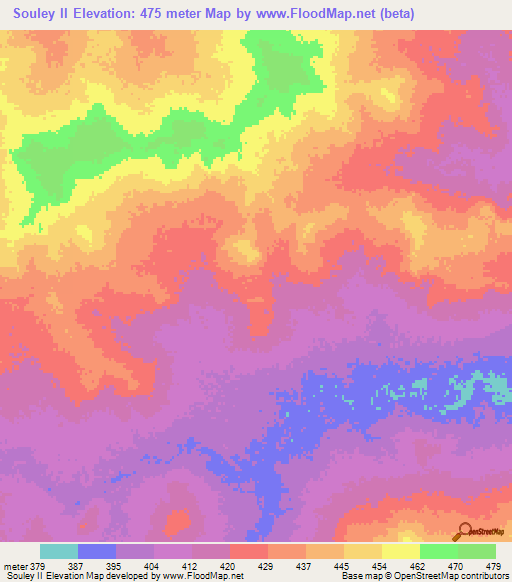 Souley II,Chad Elevation Map