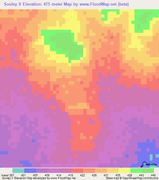 Souley II,Chad Elevation Map