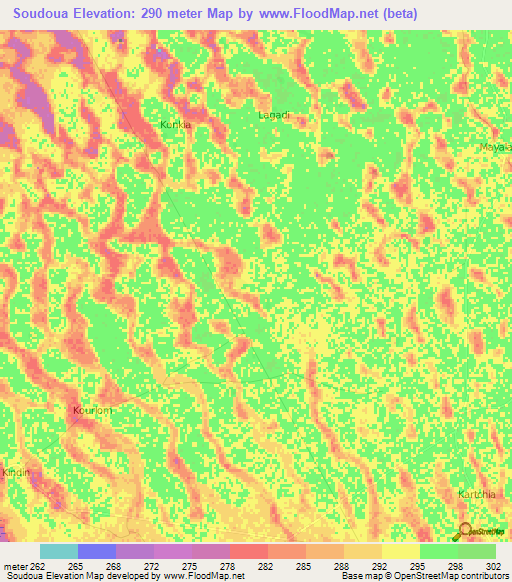 Soudoua,Chad Elevation Map