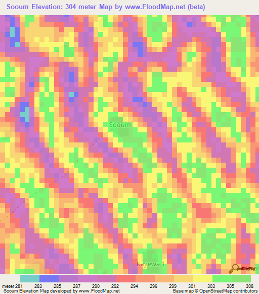 Sooum,Chad Elevation Map