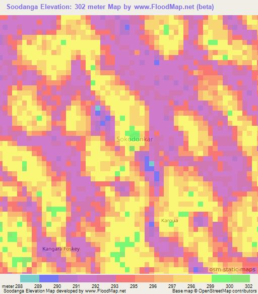 Soodanga,Chad Elevation Map