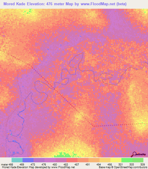 Mored Kade,Chad Elevation Map