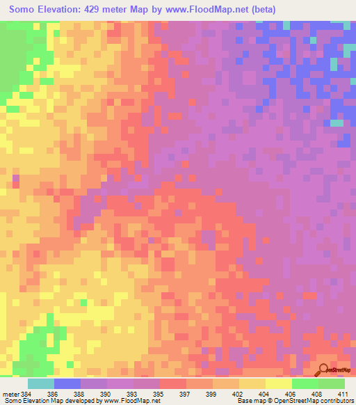 Somo,Chad Elevation Map