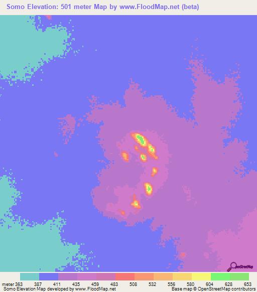 Somo,Chad Elevation Map