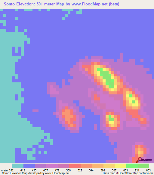 Somo,Chad Elevation Map