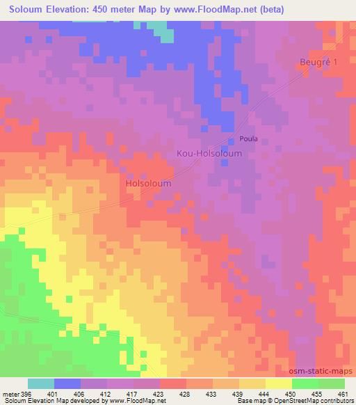 Soloum,Chad Elevation Map